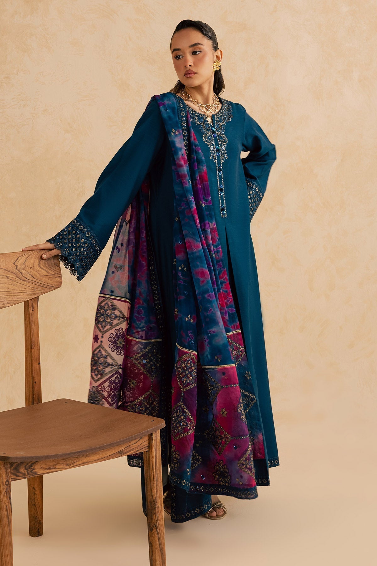 Nureh | Shades of Summer | NP-695 - Luxury Dress - available at Maria Faisal in UK and USA.