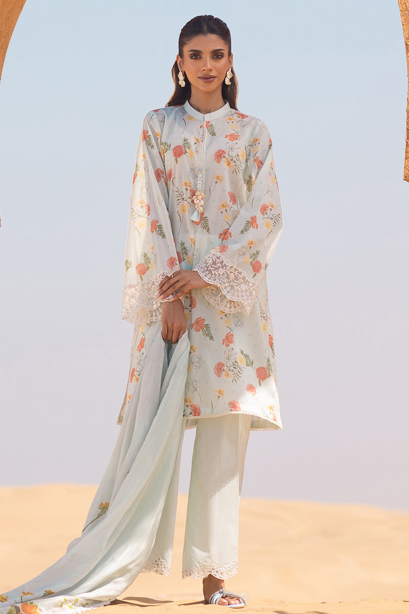 Cross Stitch | Eid Lawn 24 | AQUA GLAZE - Designer Dress with Intricate embroidery and embellishments. Shop elegent wedding dress at Maria Faisal.