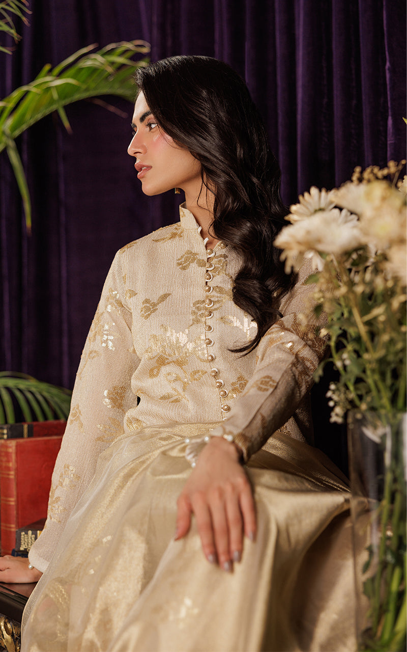 Threads and Motifs | Formal Dresses 25 | Chiffon Embroidered Jacket with Embroidered Trouser - Ladies Clothes - Maria Faisal