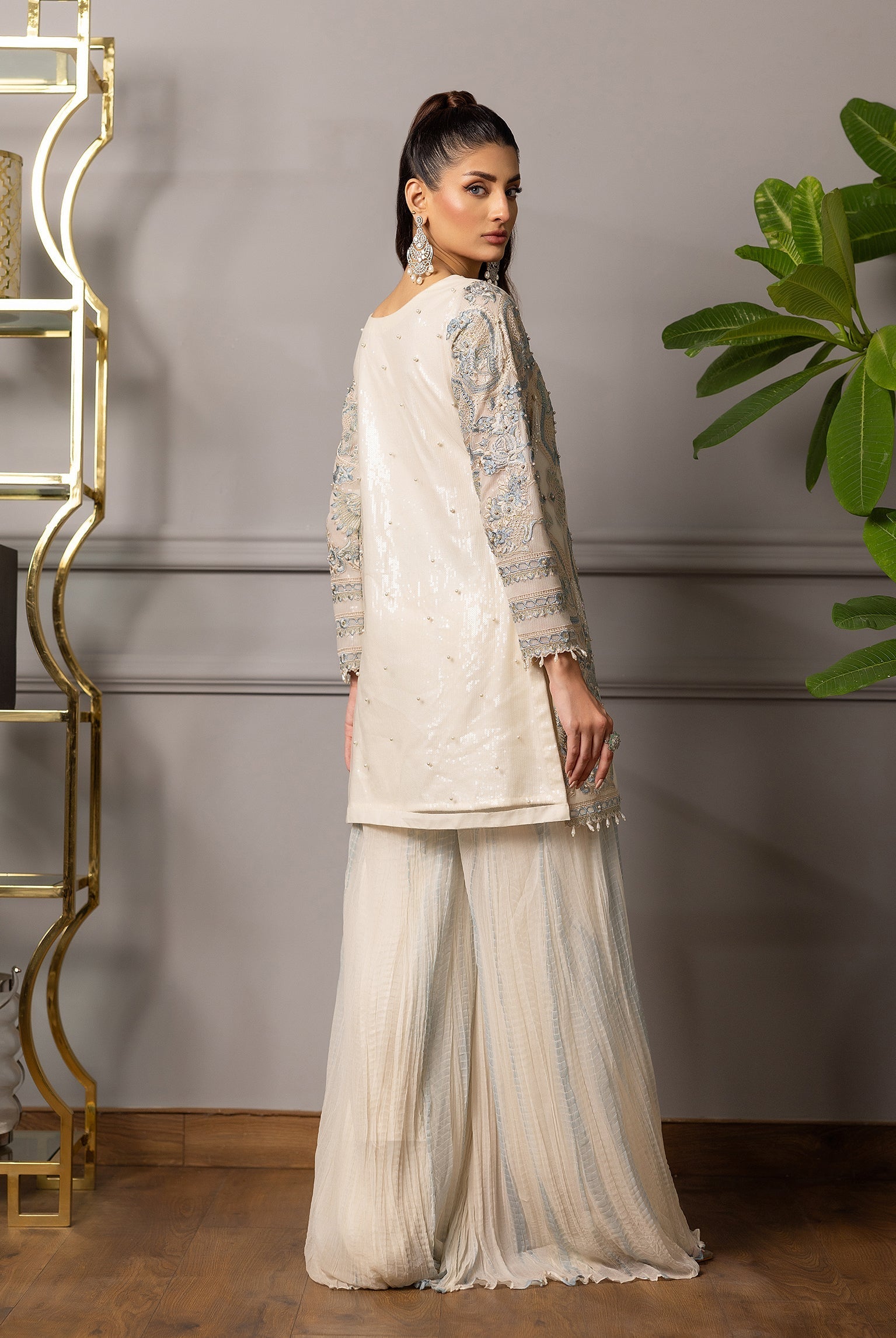 Threads and Motifs | Formal Dresses 25 | Embroidered Shirt With Gharara - Ladies Clothes - Maria Faisal