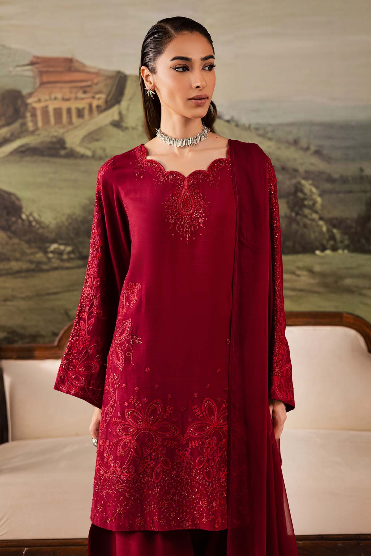 Nureh | Shades of Winter | NP-675 - Casual Dress - available at Maria Faisal in UK and USA.
