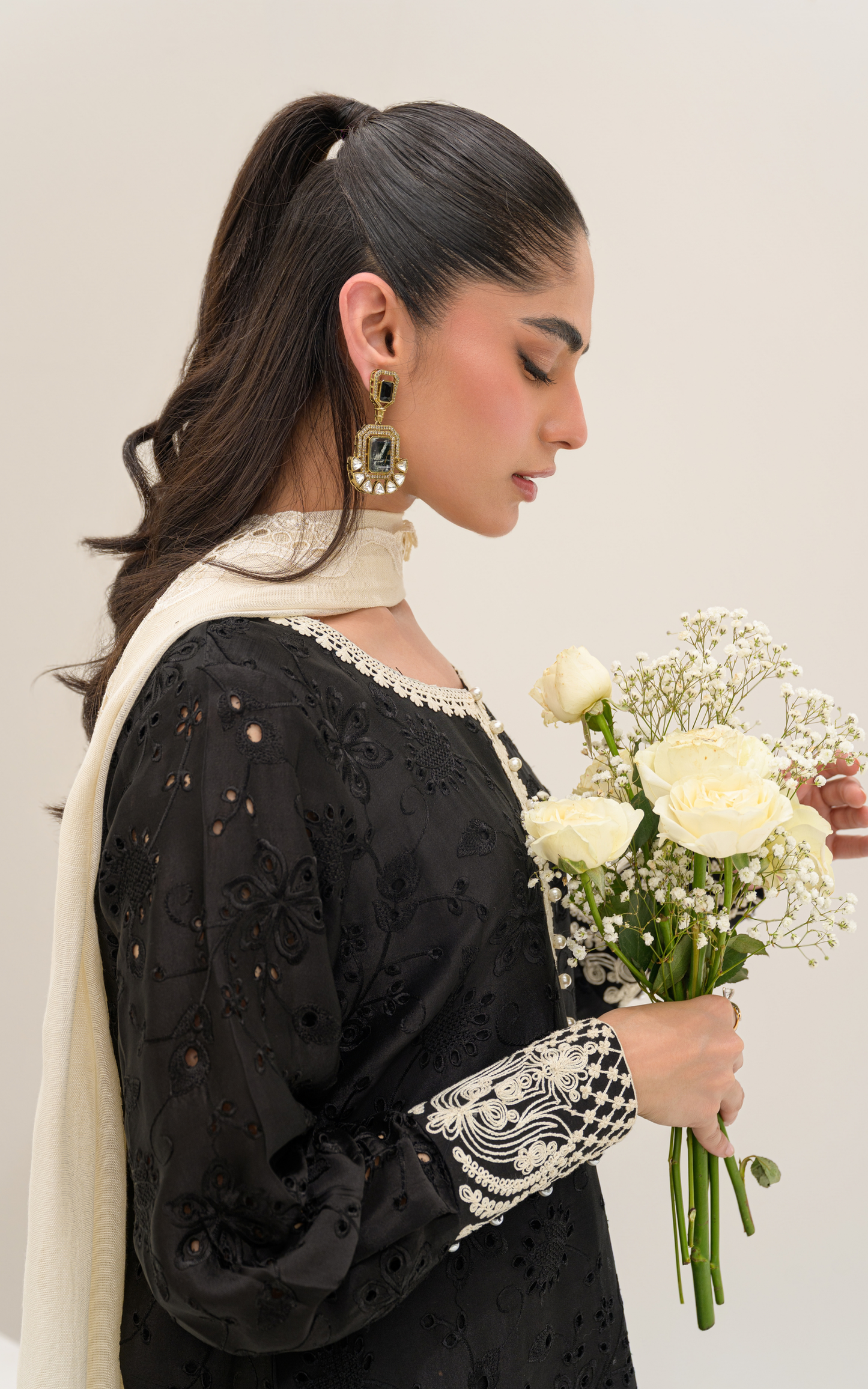 Sana Abbas | Ara Eid Luxe | Noir - Luxury Dress - available at Maria Faisal in UK and USA.