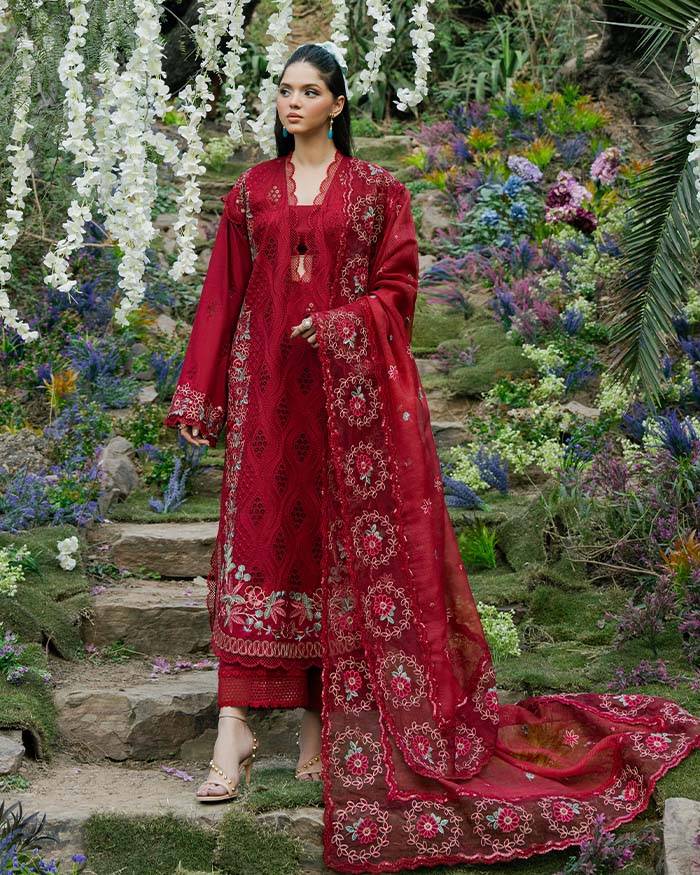 Zevk | Flora Festive Lawn | RED ROSE by Maria Faisal - Registered Vendor of : Zevk - type : Ladies Clothes - 100% original wedding dresses