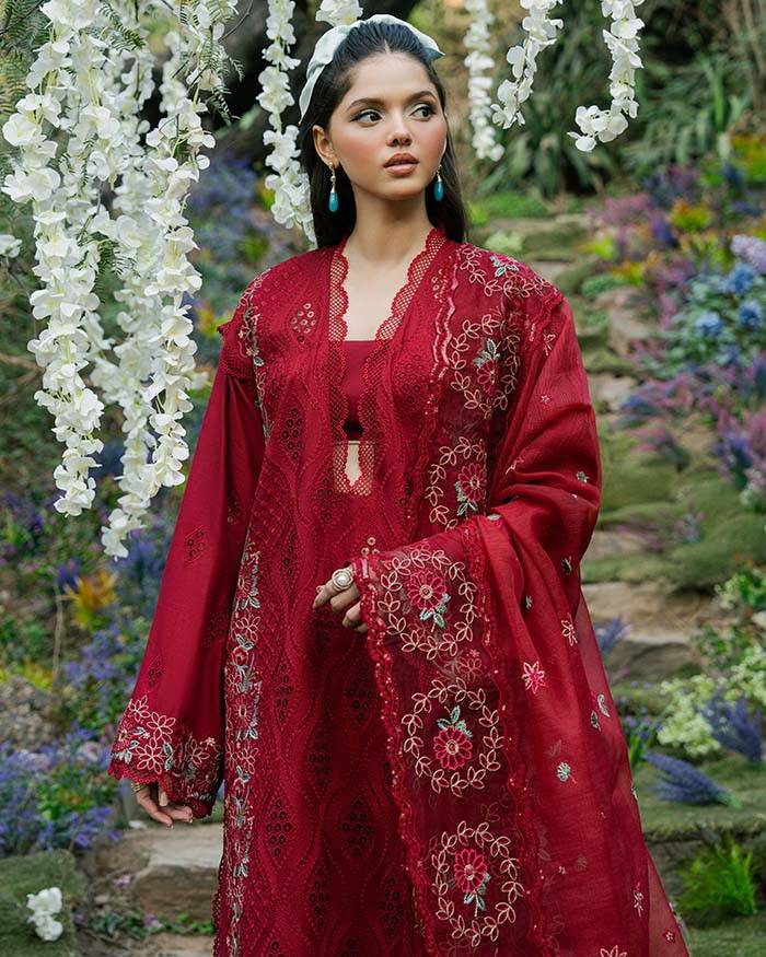 Zevk | Flora Festive Lawn | RED ROSE by Maria Faisal - Registered Vendor of : Zevk - type : Ladies Clothes - 100% original wedding dresses