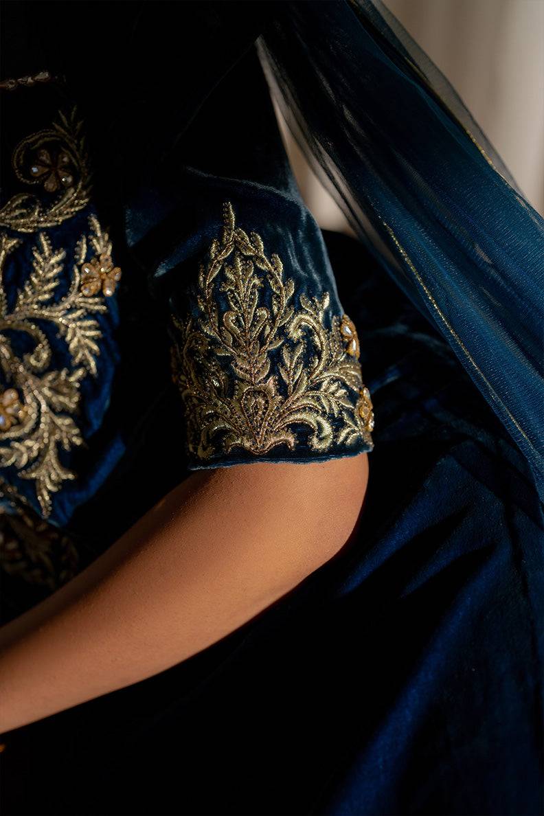 Caia | Luxury Velvet Edit 25 | Roselle (Blue) by Maria Faisal - Registered Vendor of : Caia - type : Ladies Clothes - 100% original wedding dresses