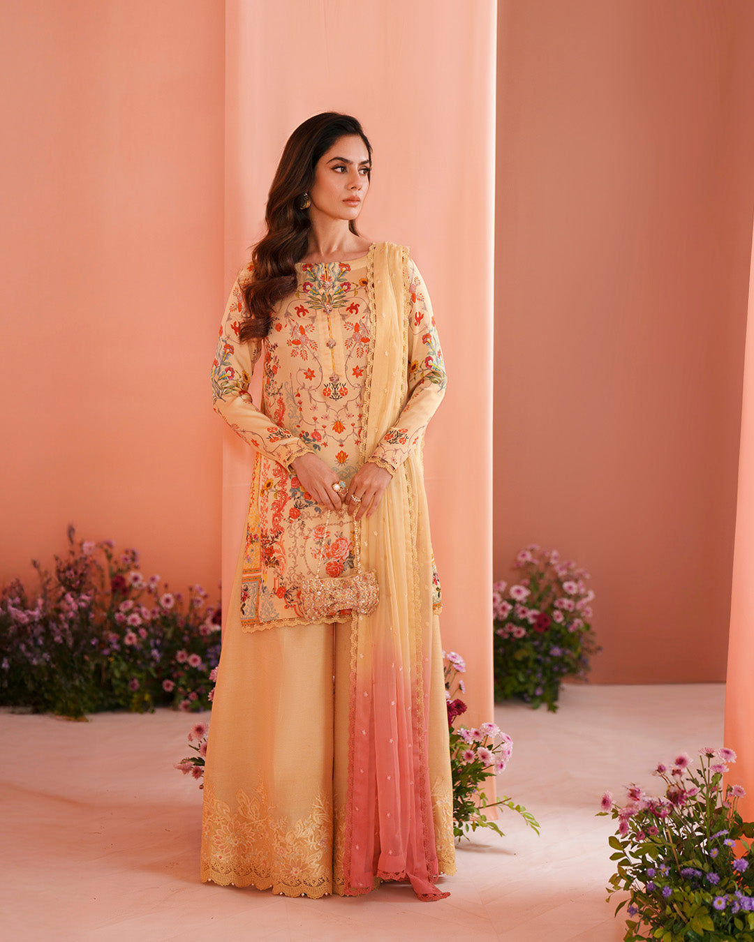 Faiza Saqlain | Roim Silk Edit | Resal - Luxury Dress - available at Maria Faisal in UK and USA.