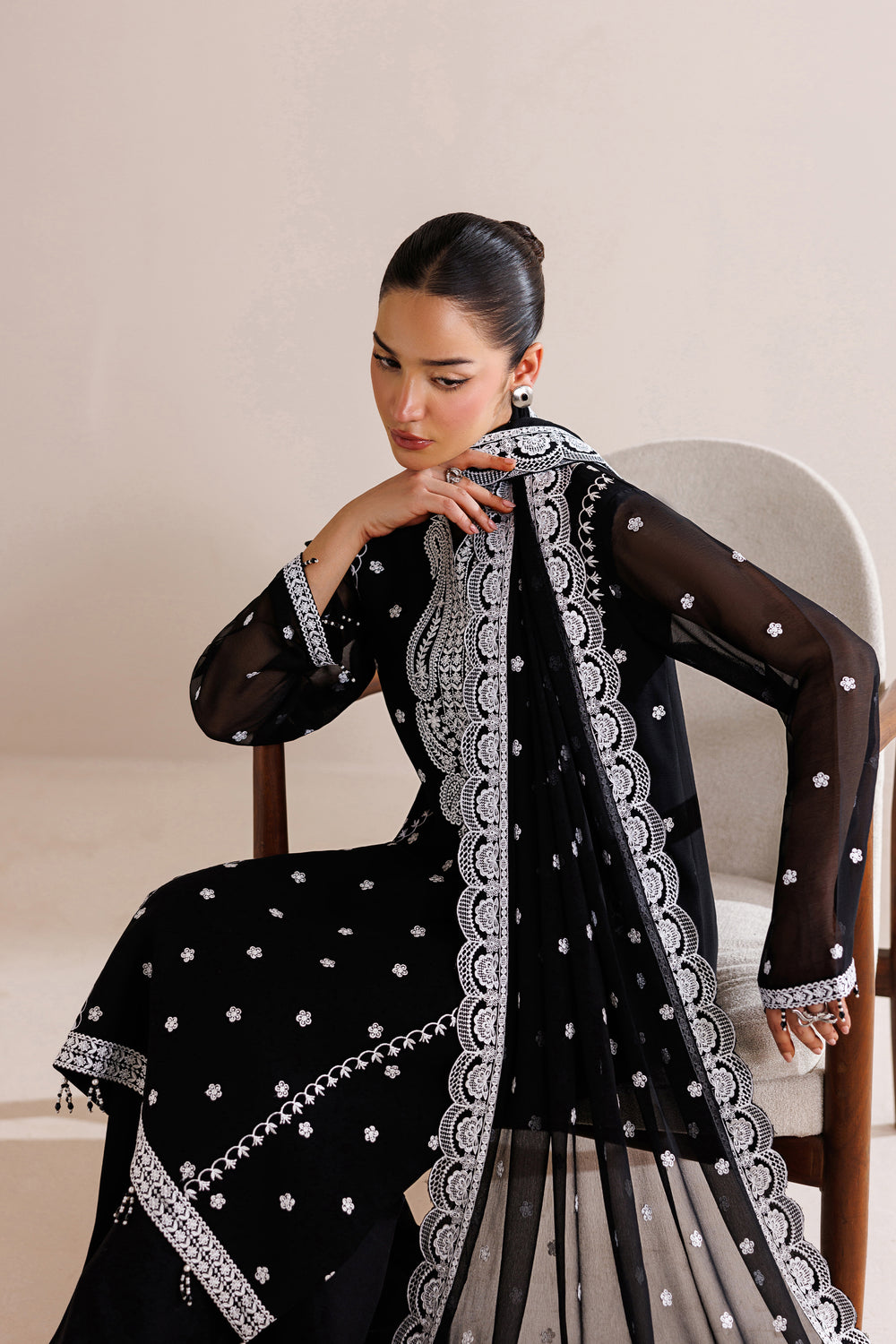 Farasha | Chiffon Threads 26 | Dark Mirage - Formal Dress - available at Maria Faisal in UK and USA.