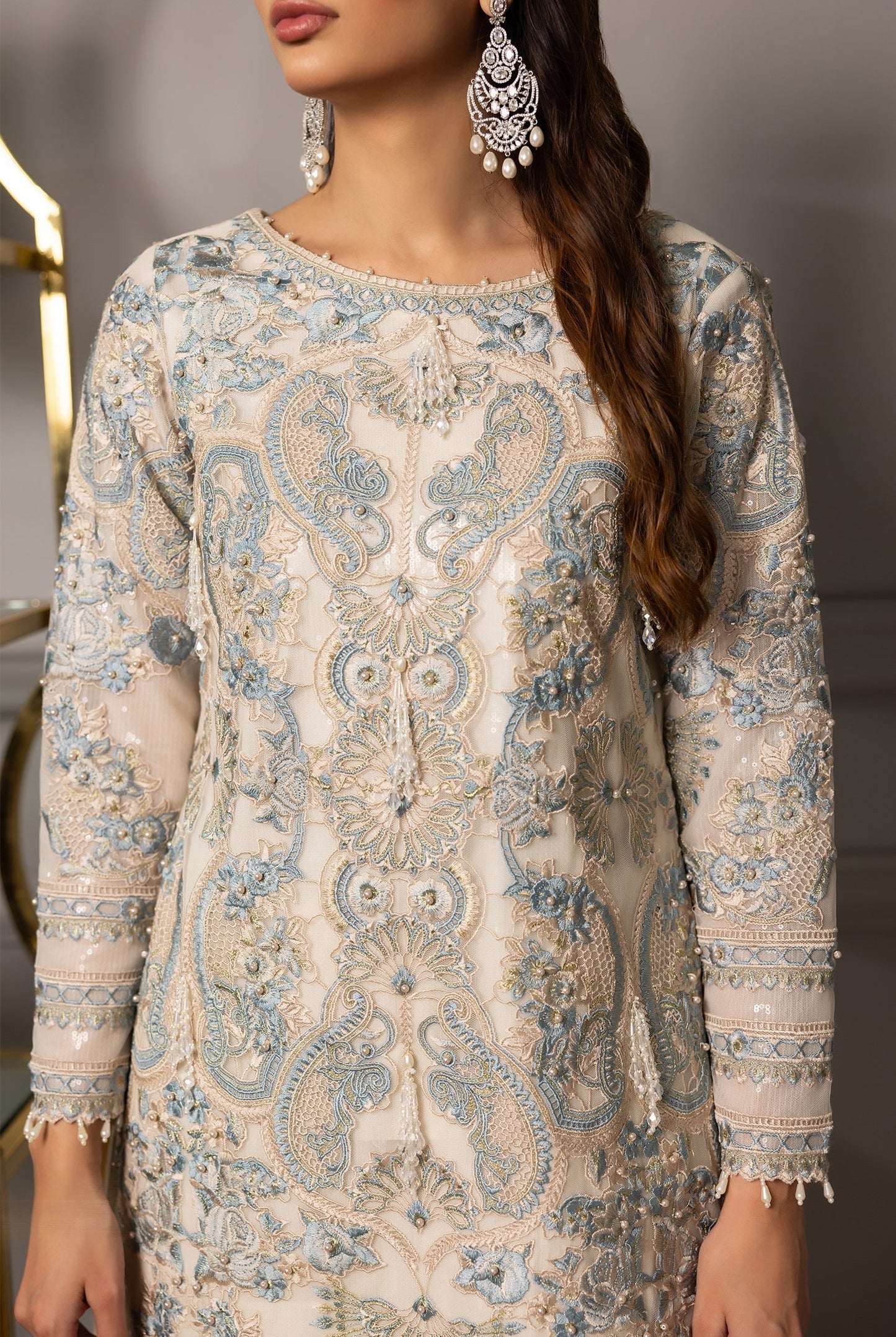 Threads and Motifs | Formal Dresses 25 | Embroidered Shirt With Gharara - Ladies Clothes - Maria Faisal