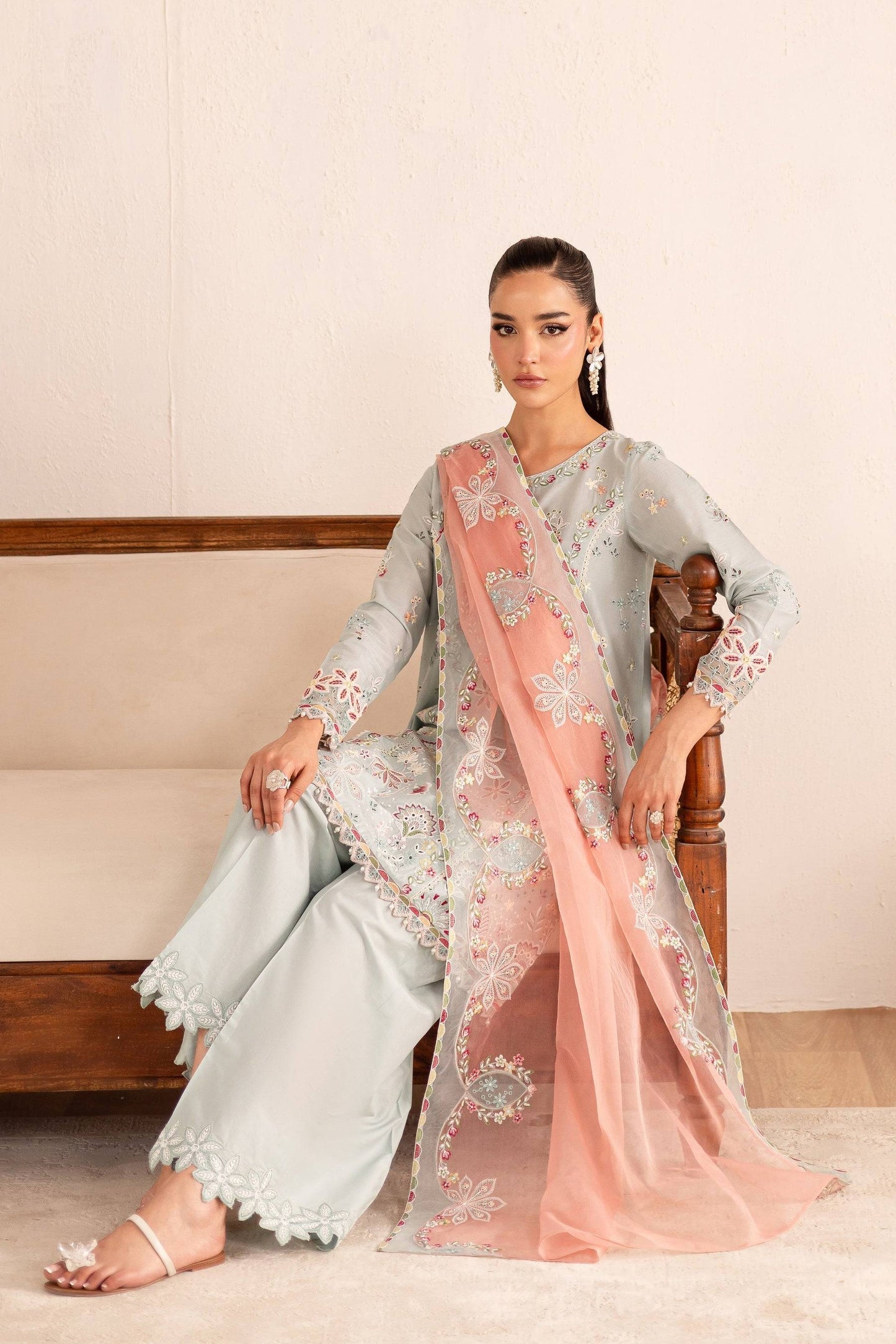 Batik | Nyra Embroidered Summer Solids | Across The Ocean by Maria Faisal - Registered Vendor of : Batik - type : Ladies Clothes - 100% original wedding dresses