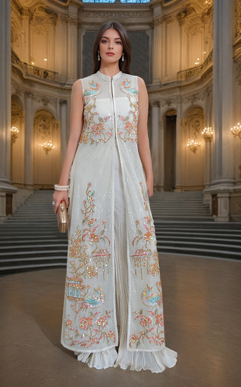 Threads and Motifs | Formal Dresses 25 | NET EMBROIDERD JACKET - Ladies Clothes - Maria Faisal