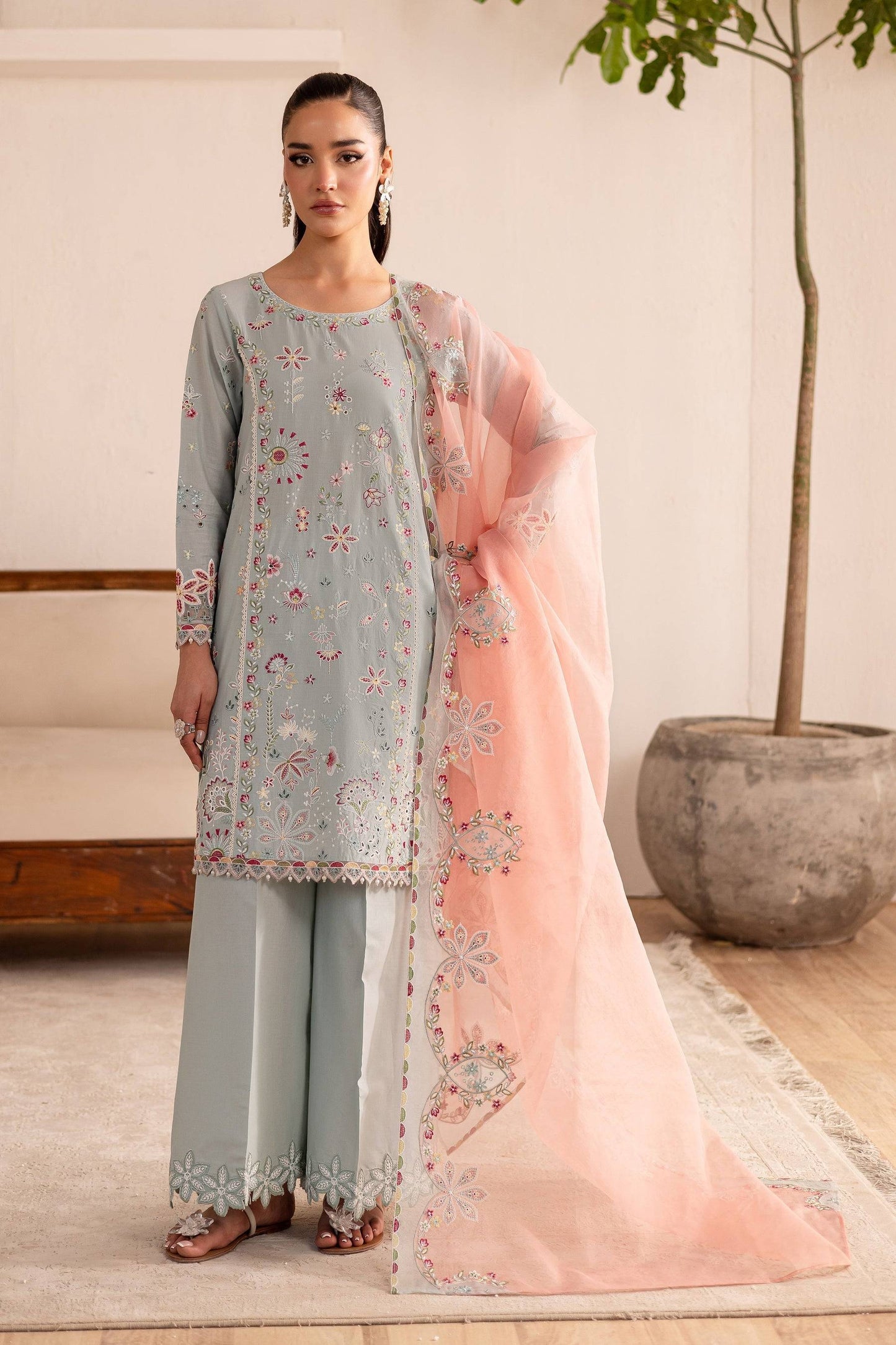 Batik | Nyra Embroidered Summer Solids | Across The Ocean by Maria Faisal - Registered Vendor of : Batik - type : Ladies Clothes - 100% original wedding dresses