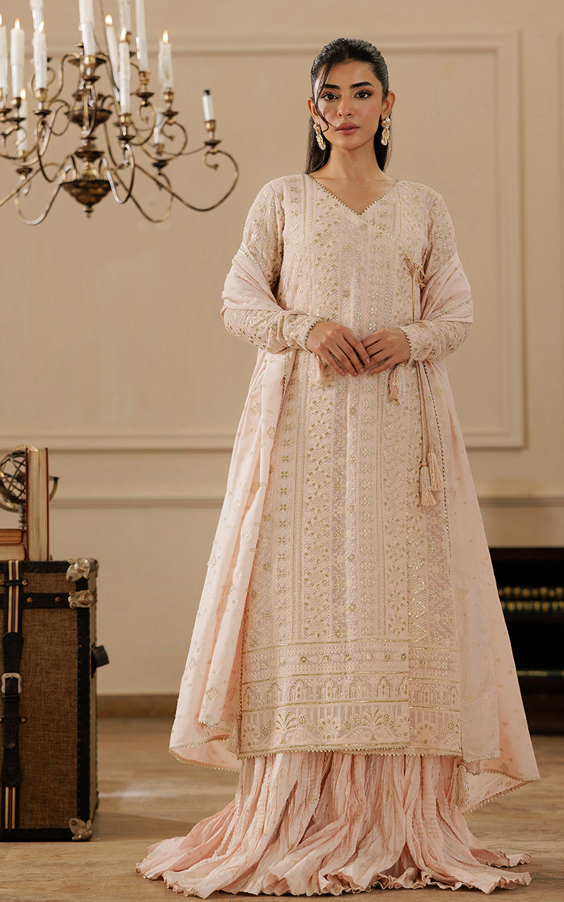 Threads and Motifs | Formal Dresses 25 | Embroidered Angrakha With Gharara And Dupatta - Ladies Clothes - Maria Faisal