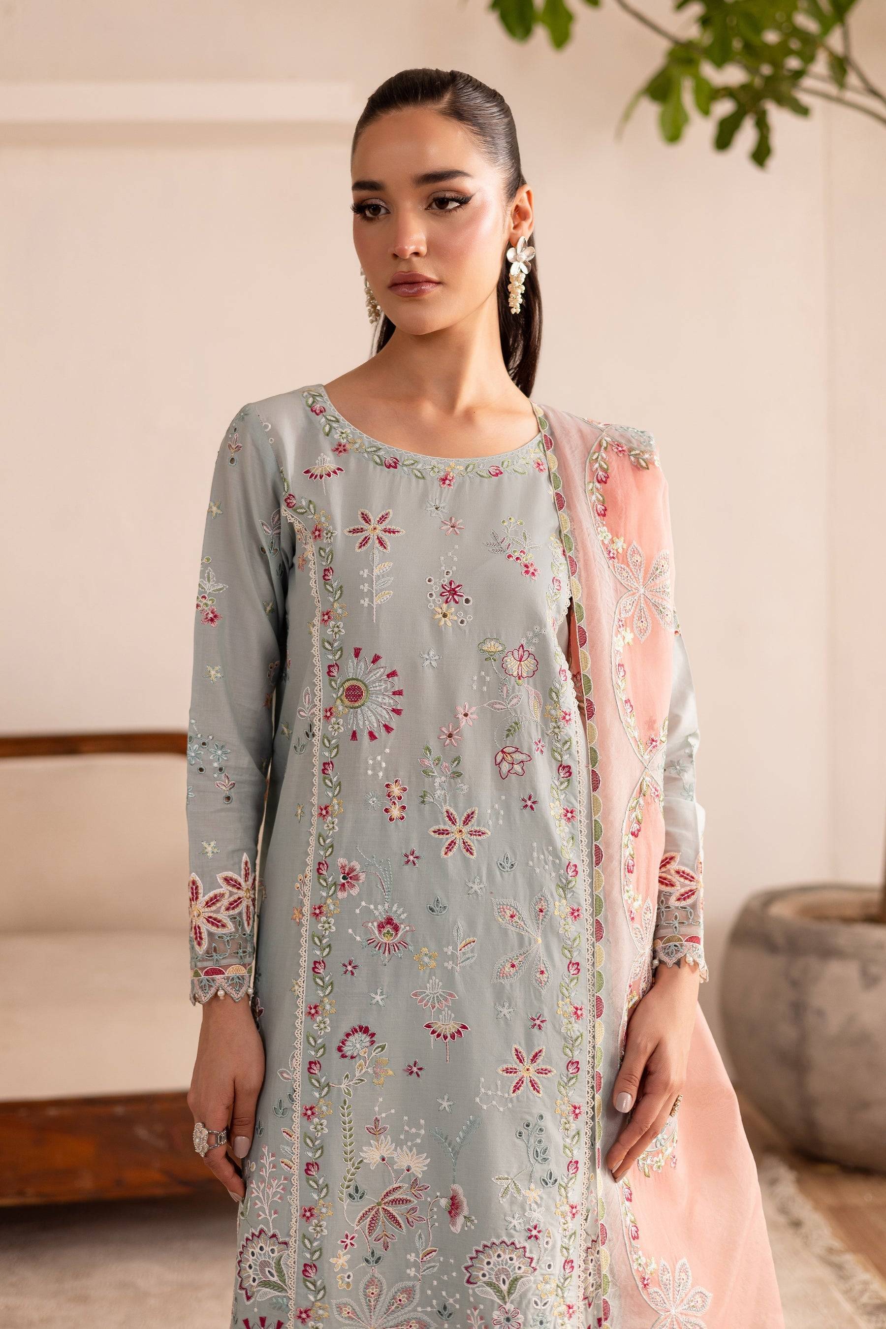 Batik | Nyra Embroidered Summer Solids | Across The Ocean by Maria Faisal - Registered Vendor of : Batik - type : Ladies Clothes - 100% original wedding dresses