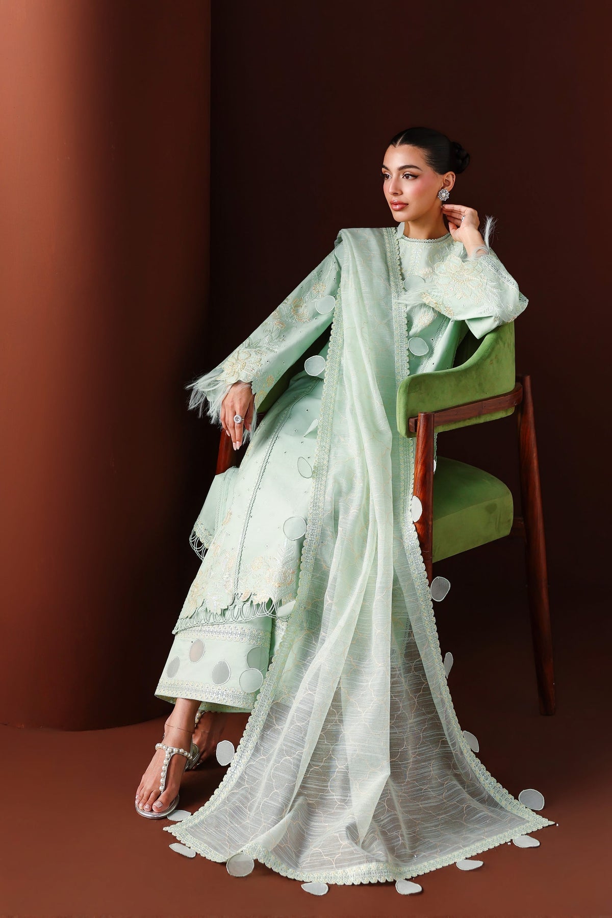 Akbar Aslam | Elan Luxury Lawn 26 | Qamari - Luxury Dress - available at Maria Faisal in UK and USA.