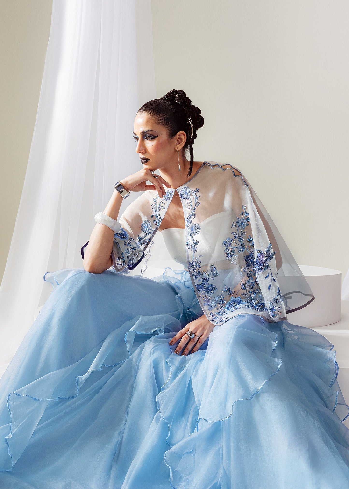 Mahum Asad | The Sirens | Sky Whispers - Formal Dress - available at Maria Faisal in UK and USA.
