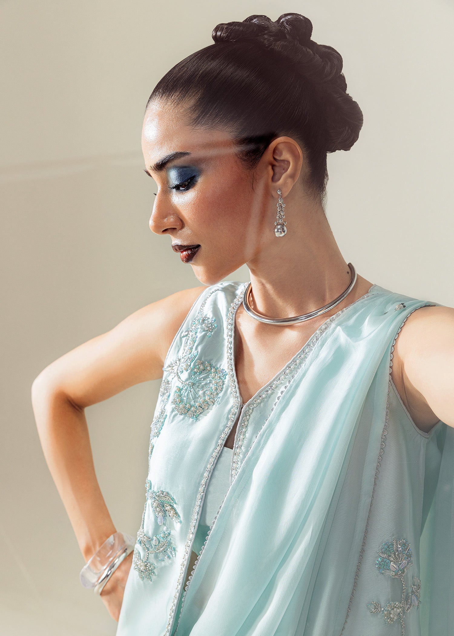 Mahum Asad | The Sirens | Silken Frost - Formal Dress - available at Maria Faisal in UK and USA.