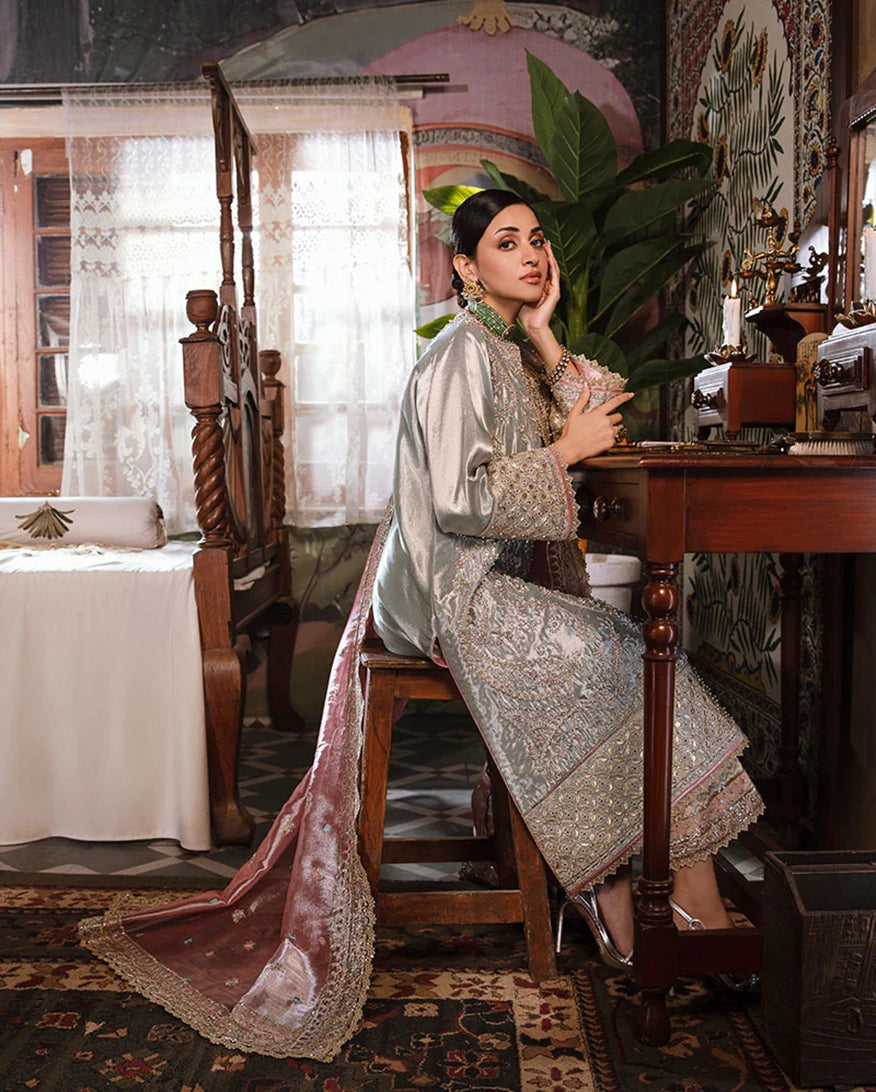 Mushq | Sunehri Lama Silk | Amaya - Formal Dress - available at Maria Faisal in UK and USA.