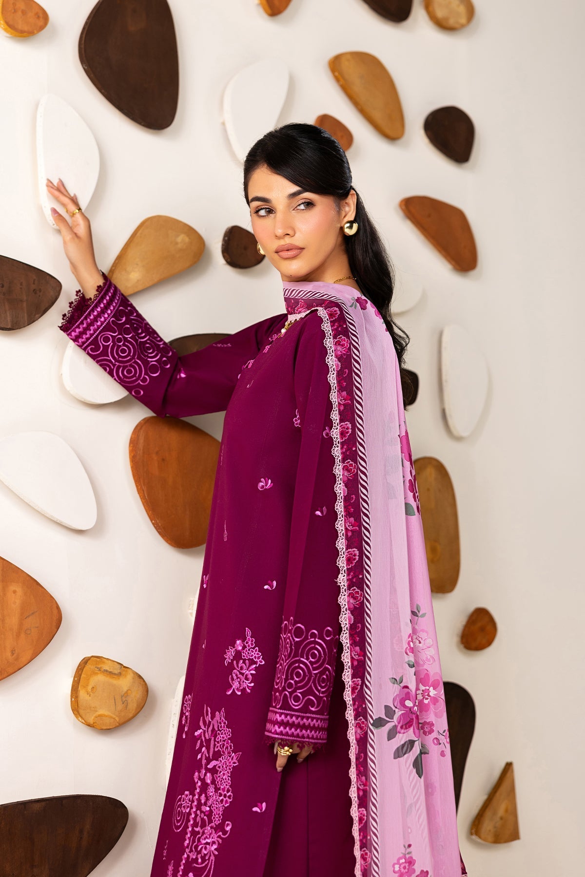 Farasha | Summer Melody 26 | Plum Grace - Casual Dress - available at Maria Faisal in UK and USA.