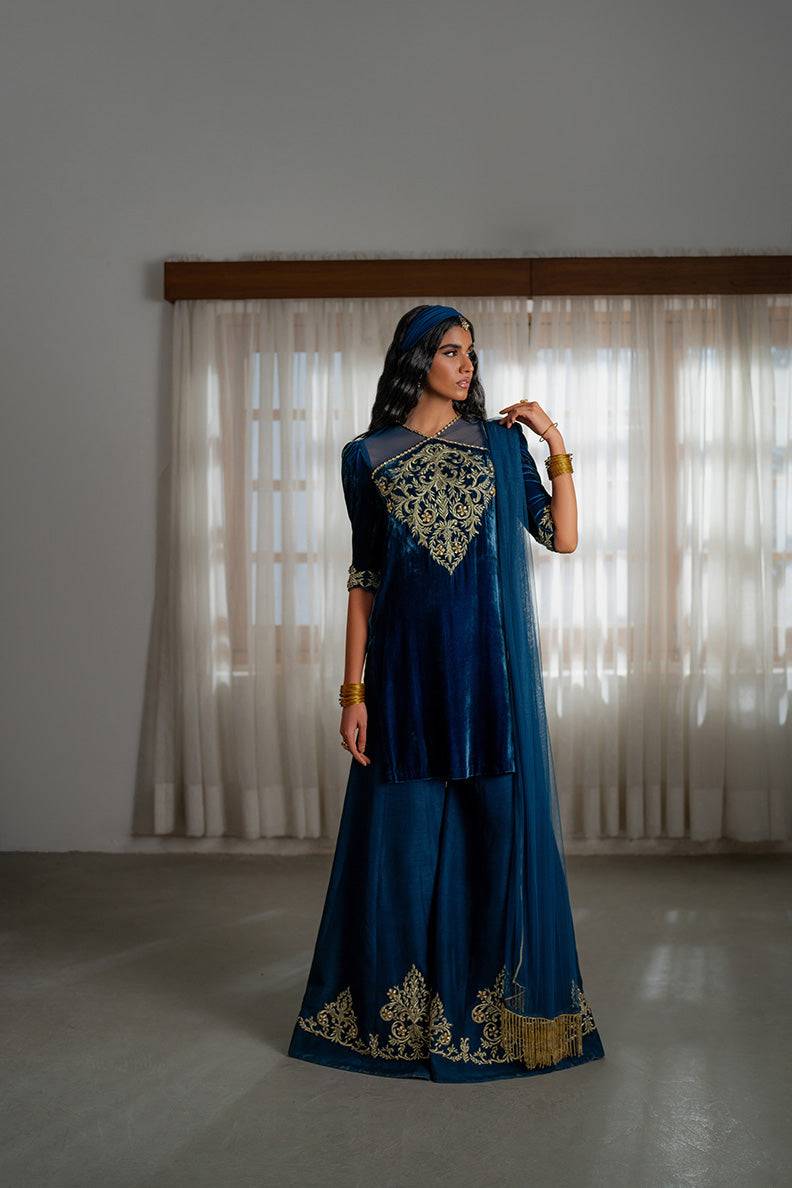 Caia | Luxury Velvet Edit 25 | Roselle (Blue) by Maria Faisal - Registered Vendor of : Caia - type : Ladies Clothes - 100% original wedding dresses