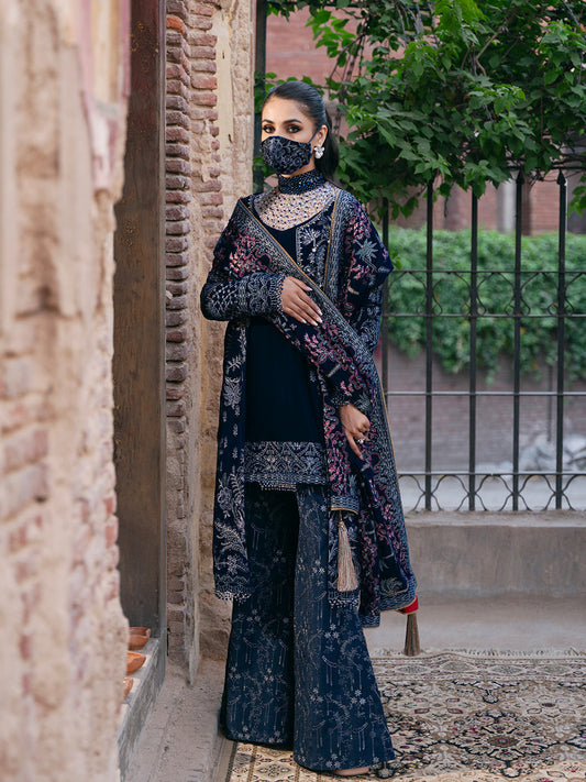 Flossie | Siara Velvet Formals | V-106 - B - Ladies Clothes - Maria Faisal