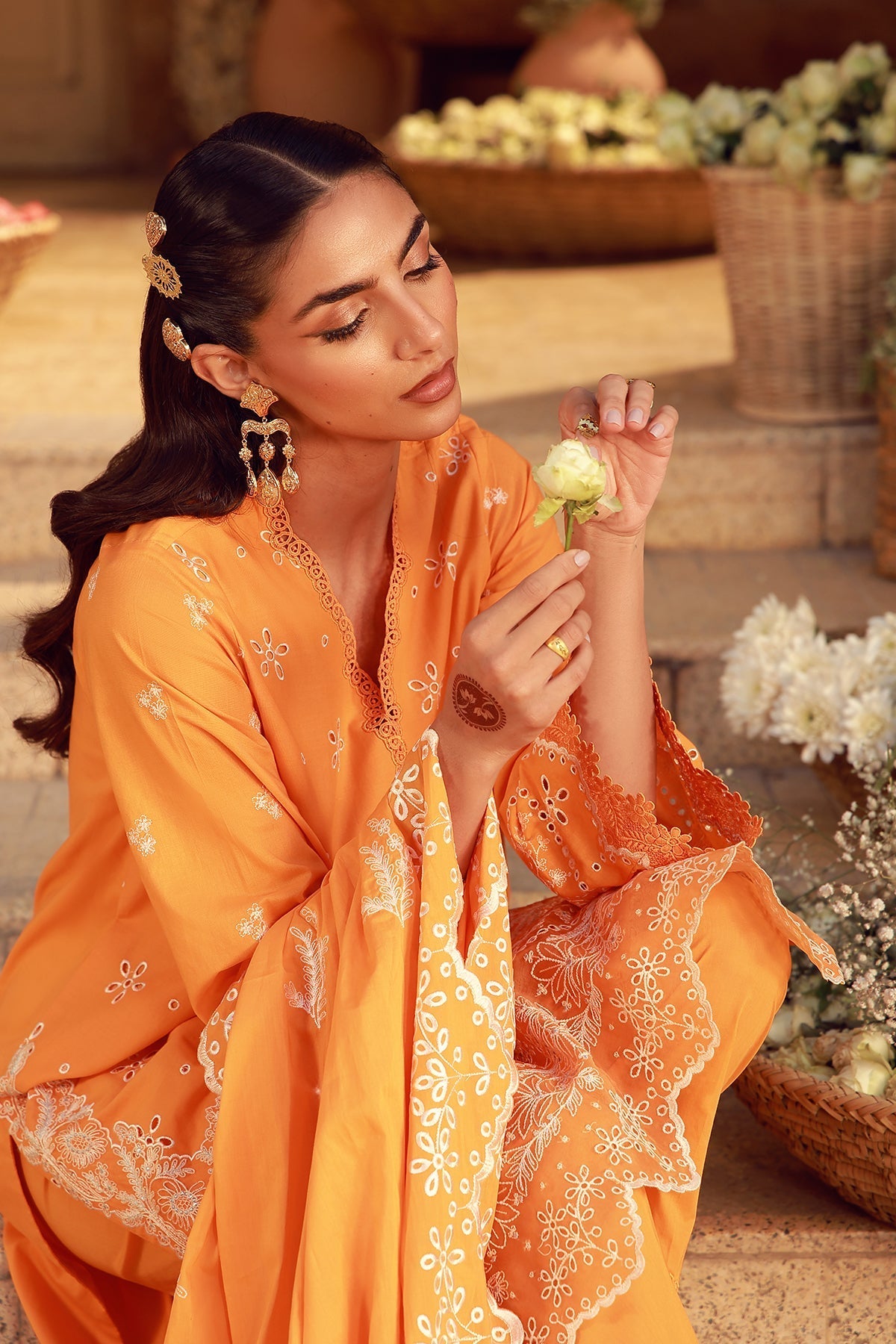 Sahar | Festive Edit 26 | Marigold Fiesta - Luxury Dress - available at Maria Faisal in UK and USA.