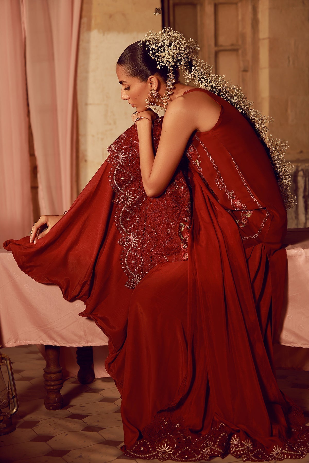 Sahar | Festive Edit 26 | Crimson Carnival - Luxury Dress - available at Maria Faisal in UK and USA.