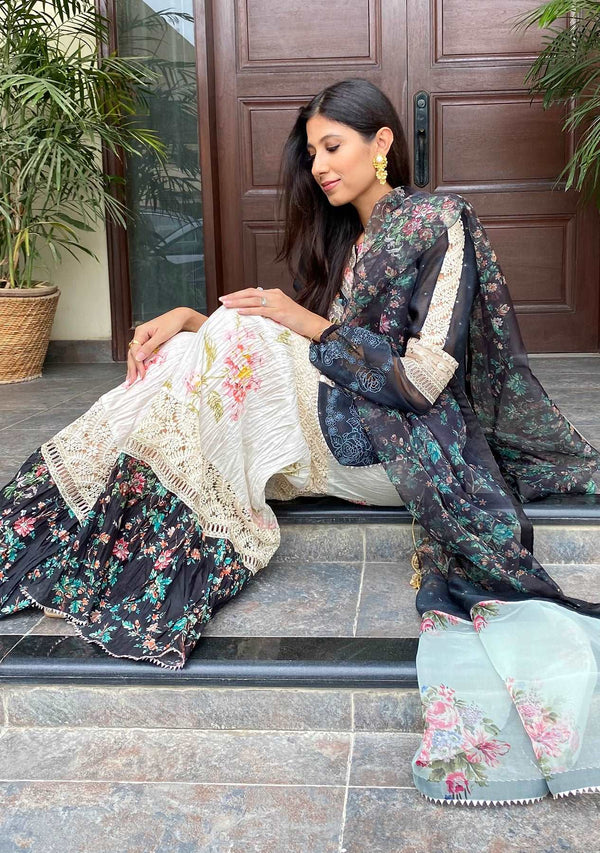 Layla Chatoor | Luxury Pret | Grey Beige - Luxury Dress - available at Maria Faisal in UK and USA.