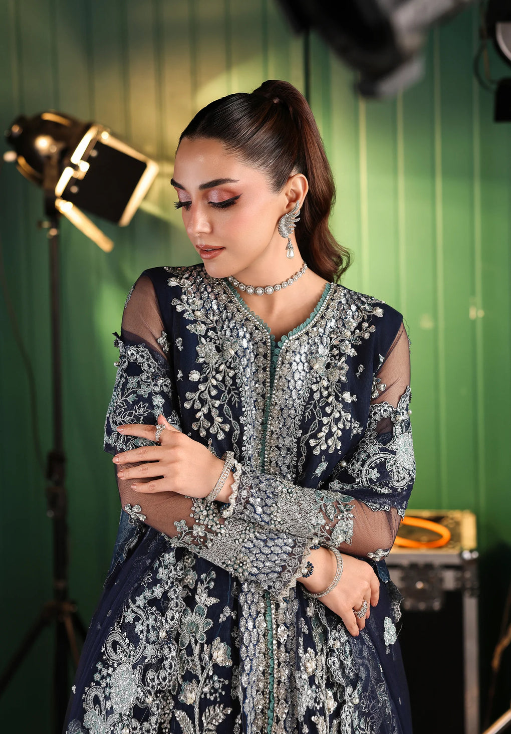 Elaf Premium | Stardom Formal Handwork 25 | ESH-06 SKYFALL - Formal Dress - available at Maria Faisal in UK and USA.