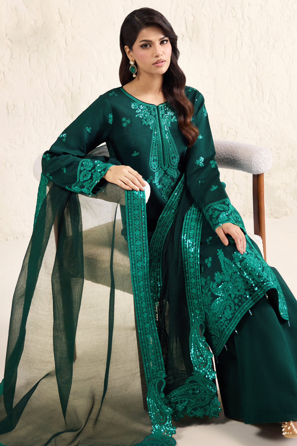 Farasha | Formals 26 | Emerald Luxe - Formal Dress - available at Maria Faisal in UK and USA.