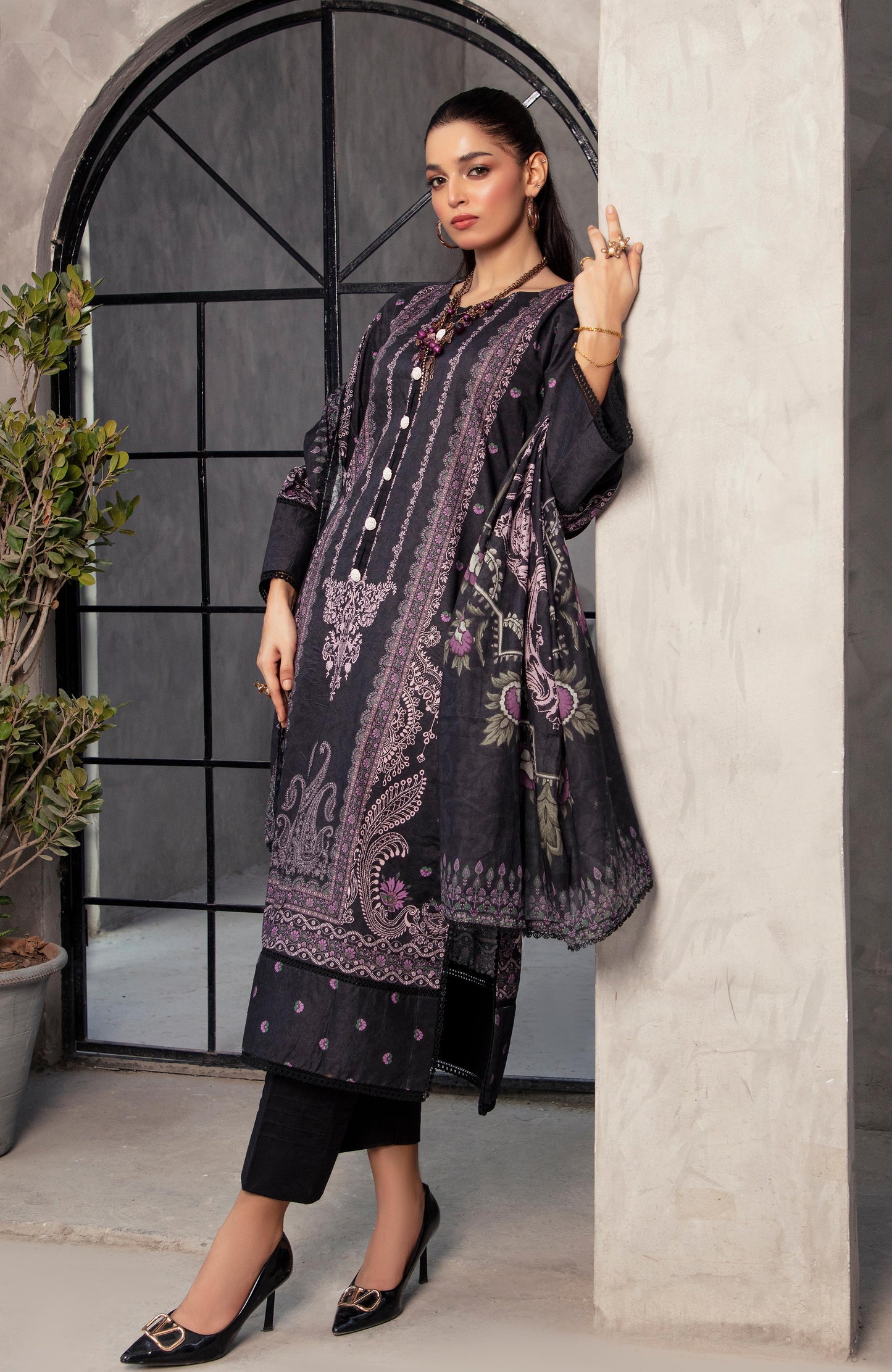 Alzohaib | Digital Printed Cambric | Colors Digital Cambric 3 Piece-CDC-2-25-09 - Ladies Clothes - Maria Faisal