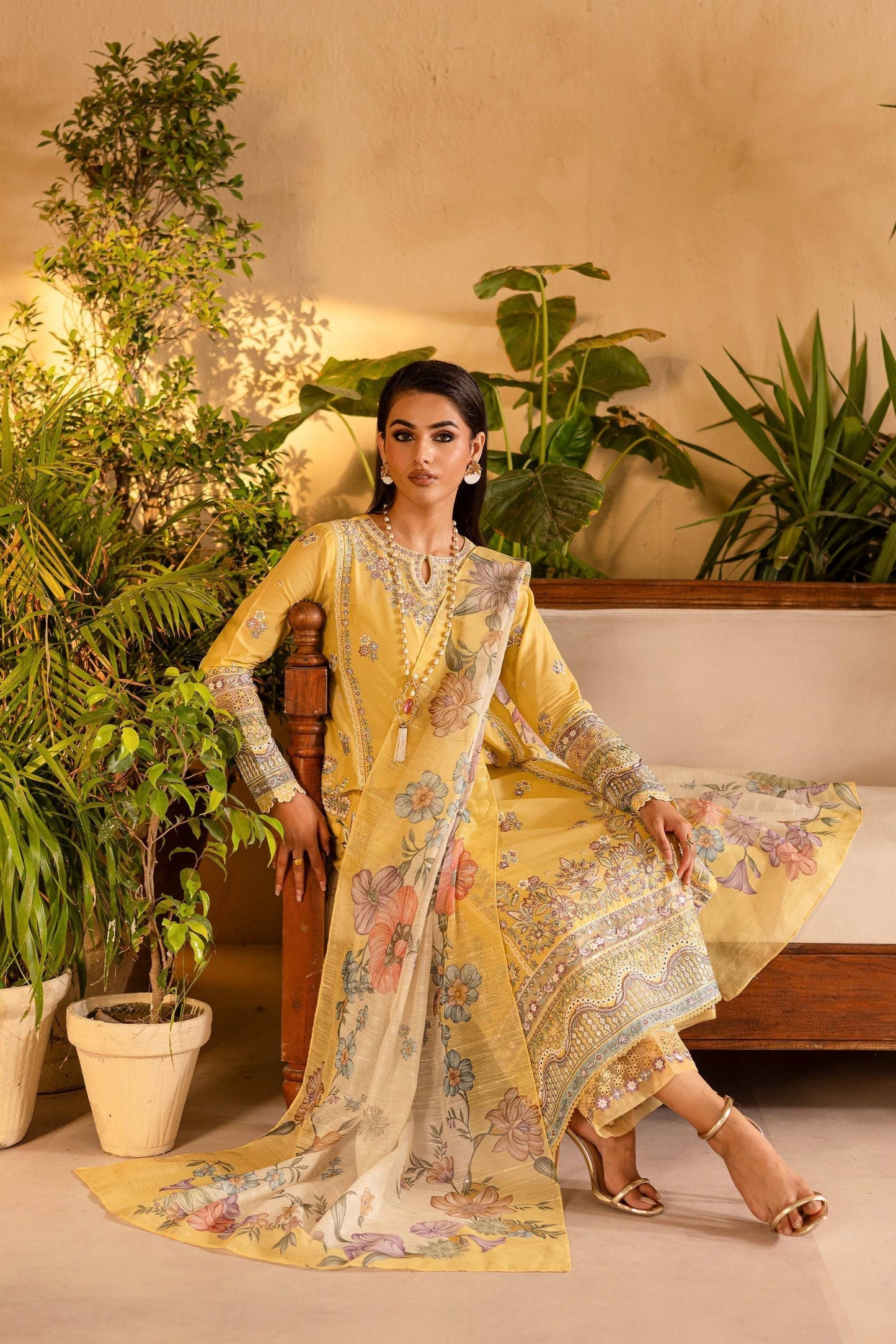 Batik | Nyra Embroidered Summer Solids | Maize by Maria Faisal - Registered Vendor of : Batik - type : Ladies Clothes - 100% original wedding dresses