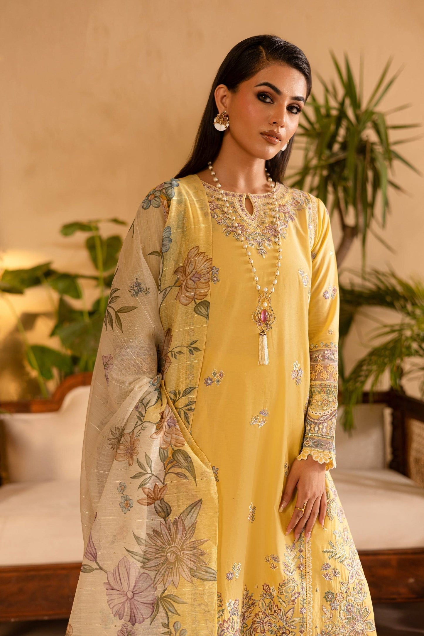 Batik | Nyra Embroidered Summer Solids | Maize by Maria Faisal - Registered Vendor of : Batik - type : Ladies Clothes - 100% original wedding dresses