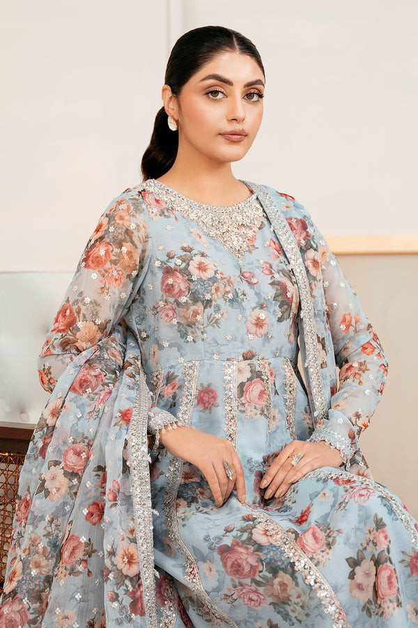 Baroque | Luxury Pret 25 | EMBELLISHED PRINTED CHIFFON PR-1058 - Ladies Clothes - Maria Faisal