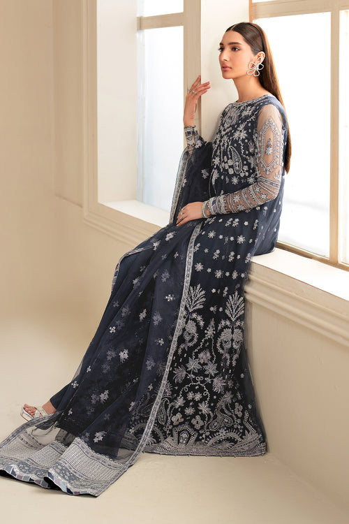 Baroque | Luxury Pret 24 | NET UF-621 - Designer Dress with Intricate embroidery and embellishments. Shop elegent wedding dress at Maria Faisal.