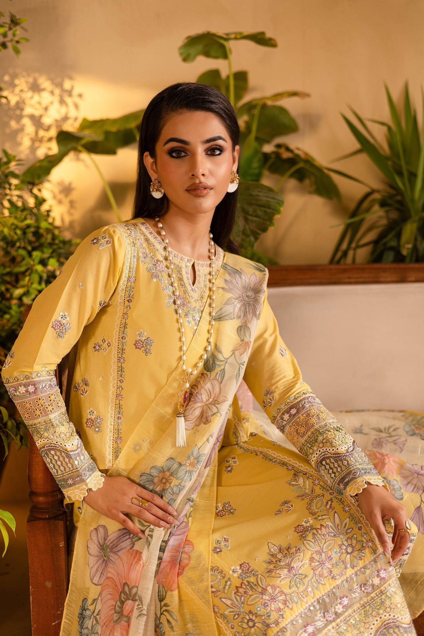 Batik | Nyra Embroidered Summer Solids | Maize by Maria Faisal - Registered Vendor of : Batik - type : Ladies Clothes - 100% original wedding dresses