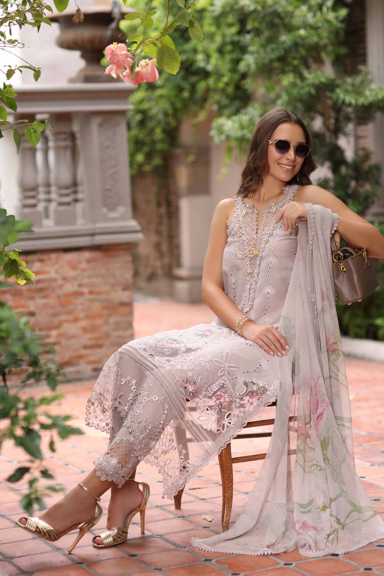 Noor by Saadia Asad | Eid Luxury Schiffli Laserkari 25 | D11- Mink by Maria Faisal - Registered Vendor of : Noor by Saadia Asad - type : Ladies Clothes - 100% original wedding dresses