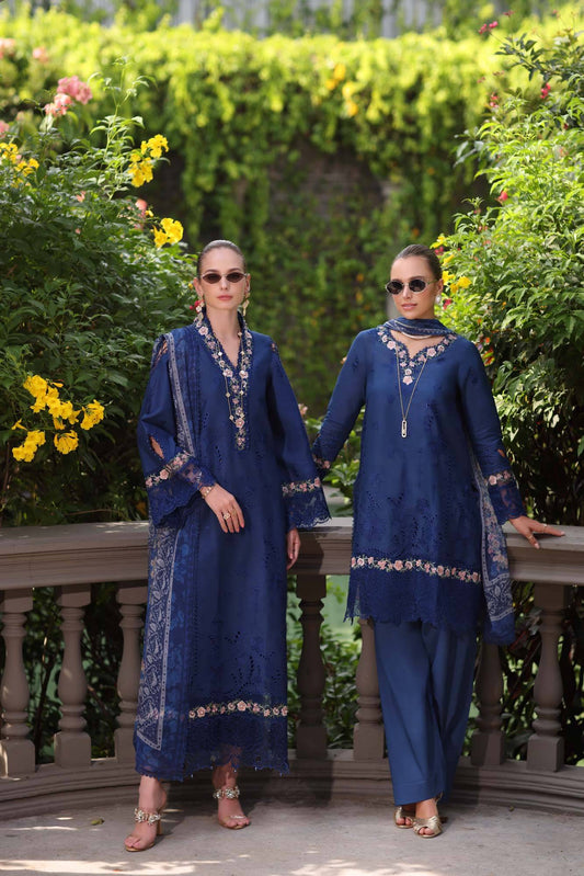 Noor by Saadia Asad | Eid Luxury Schiffli Laserkari 25 | D10- Royal Blue by Maria Faisal - Registered Vendor of : Noor by Saadia Asad - type : Ladies Clothes - 100% original wedding dresses