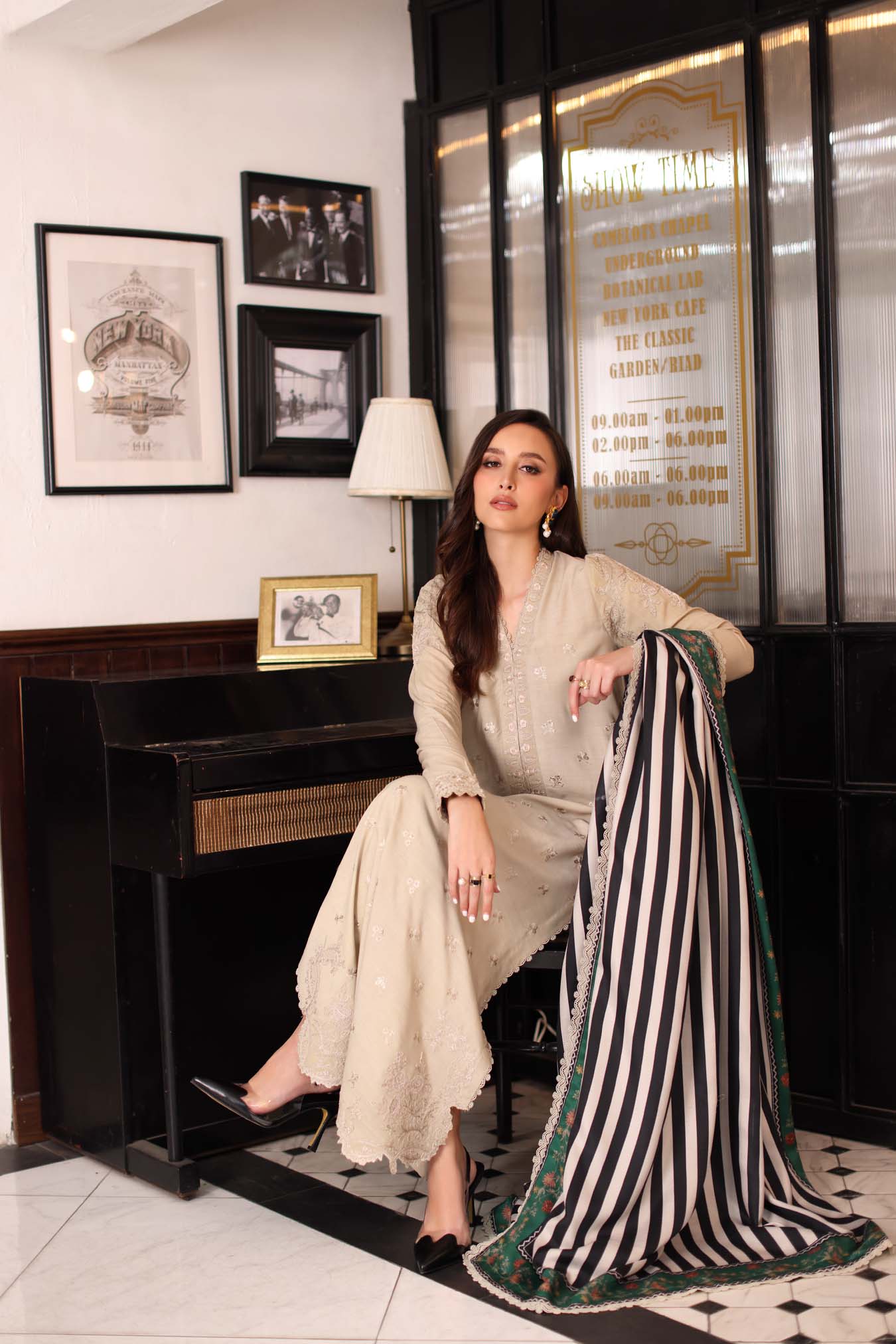 Saadia Asad | Winter Printkhaas 25 | D1 - B - Casual Dress - available at Maria Faisal in UK and USA.