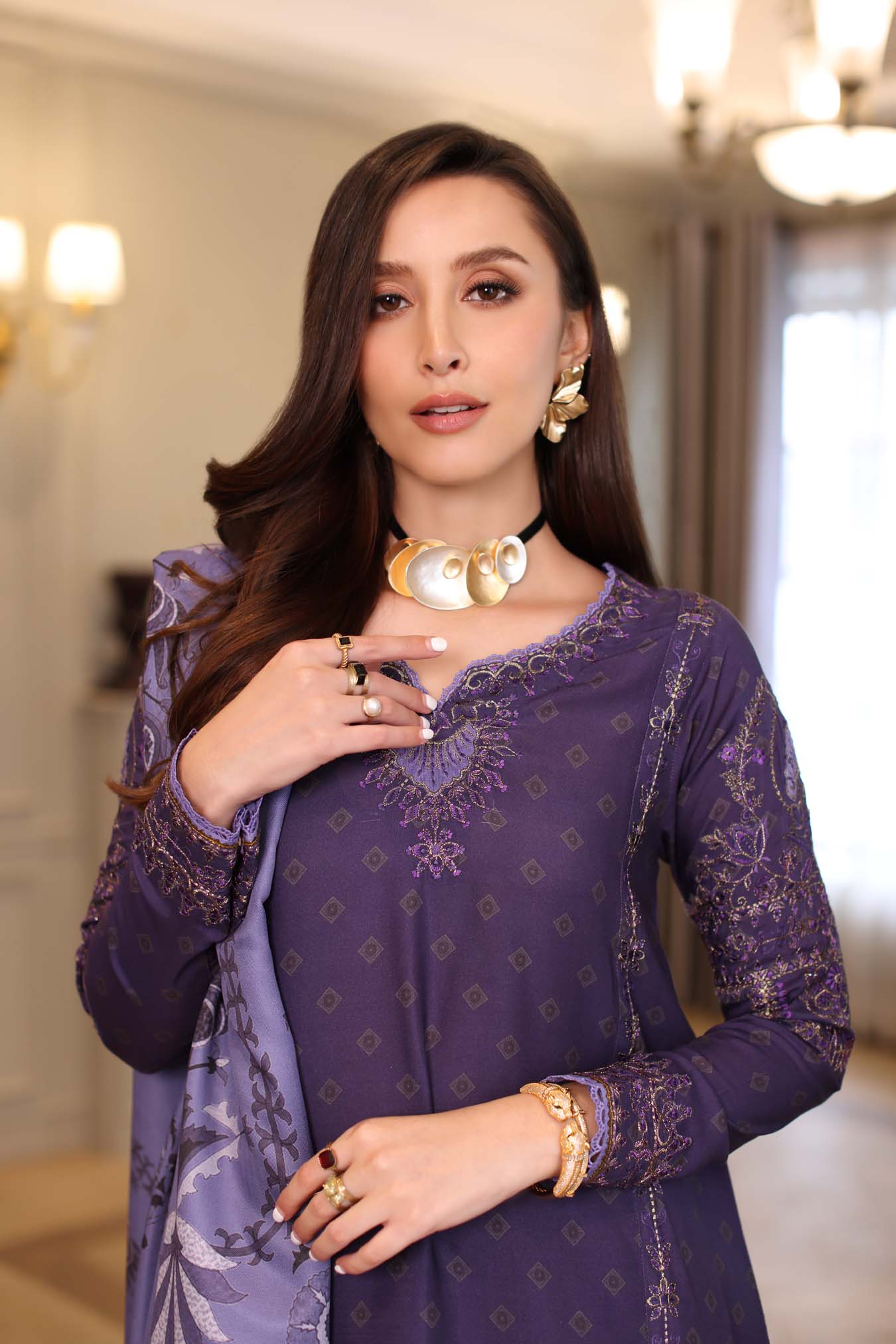 Saadia Asad | Winter Printkhaas 25 | D6 - B - Casual Dress - available at Maria Faisal in UK and USA.