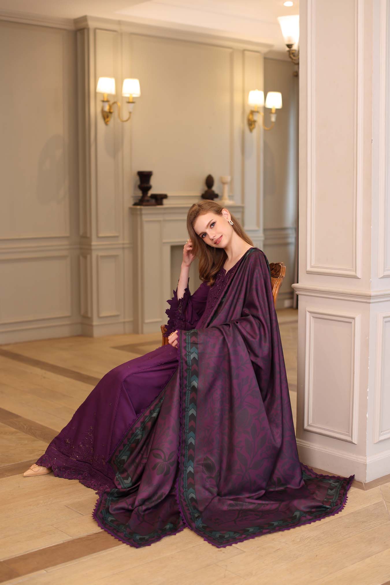 Saadia Asad | Winter Printkhaas 25 | D10 - B - Casual Dress - available at Maria Faisal in UK and USA.