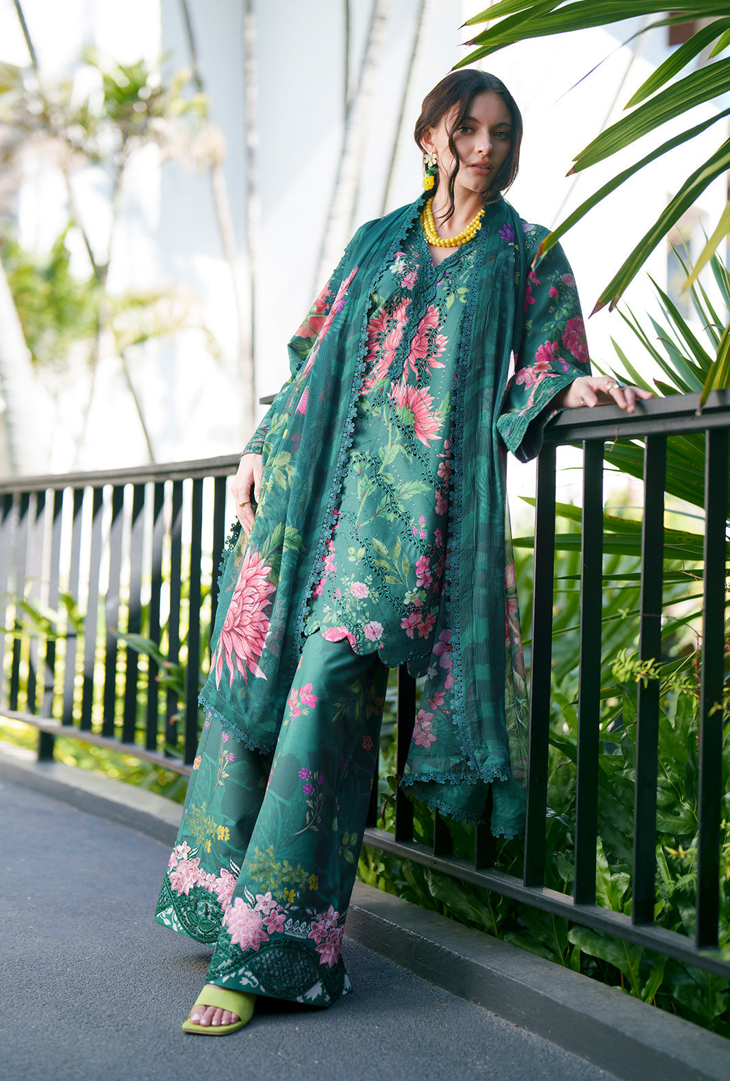 AJR Couture | Printed Chikankari 26 | Tali - Luxury Dress - available at Maria Faisal in UK and USA.