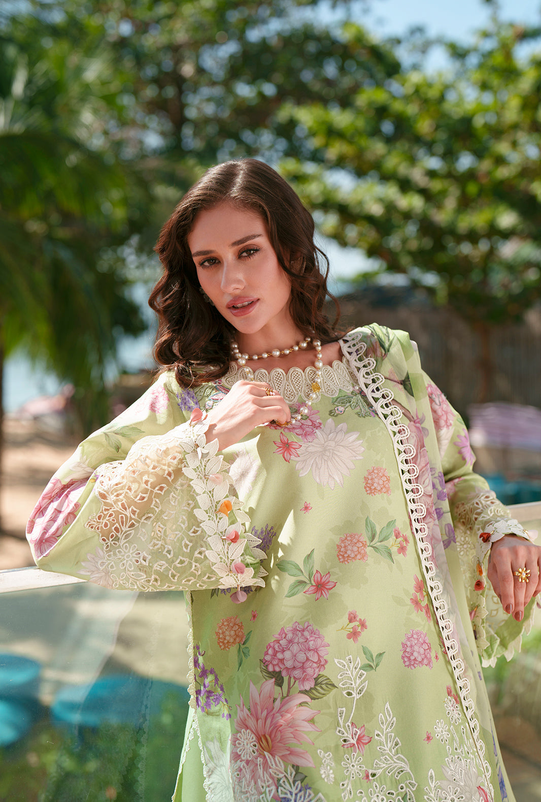 AJR Couture | Printed Chikankari 26 | Riwa - Luxury Dress - available at Maria Faisal in UK and USA.