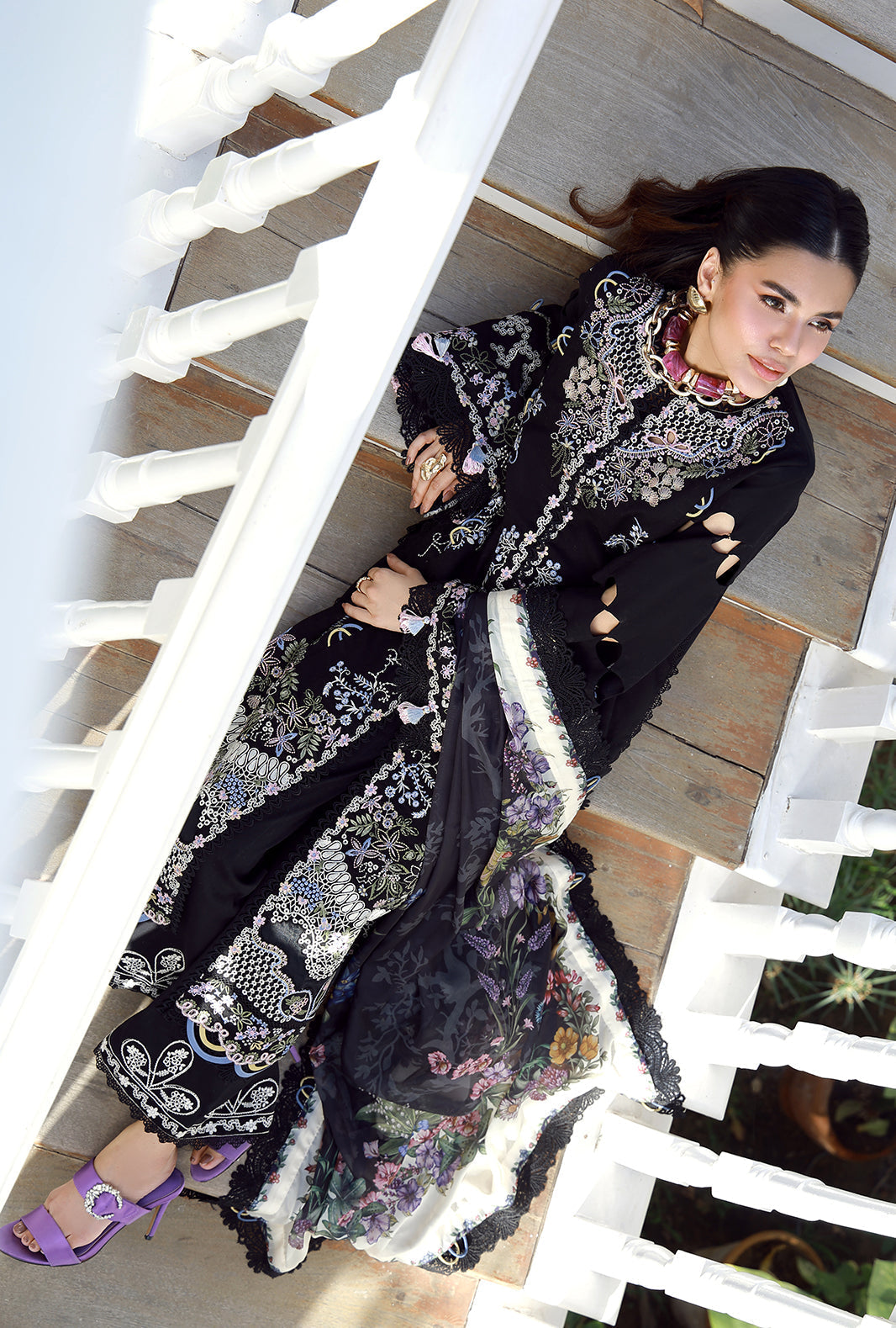 AJR Couture | Signature Lawn 26 | Vylo - Luxury Dress - available at Maria Faisal in UK and USA.
