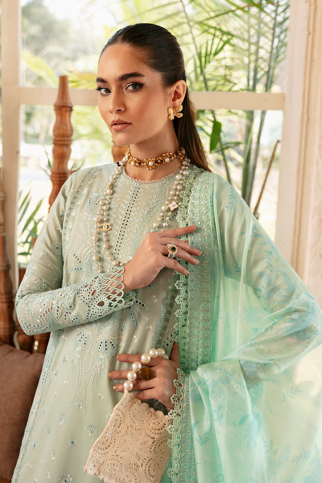 Afrozeh | Cascade Luxury Lawn 24 | Willow - Designer Suit - Maria Faisal