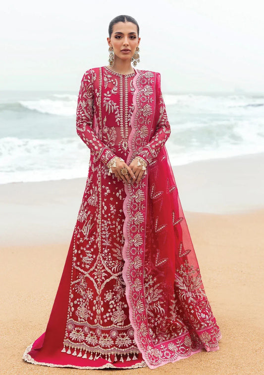 Afrozeh Dastangoi Wedding Formal'24 NAGEEN - Pinkish Red Pakistani Dress with intricate embroidery and embellishments. Shop elegant Asian dresses at Maria Faisal.
