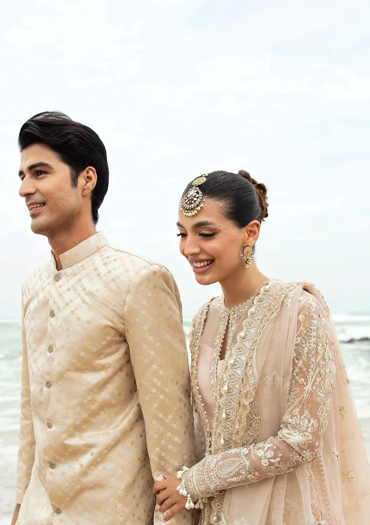 Afrozeh Dastangoi Wedding Formal'24 SHAHNOOR - Powder Pink Pakistani Dress with intricate embroidery and embellishments. Shop elegant Asian dresses at Maria Faisal.