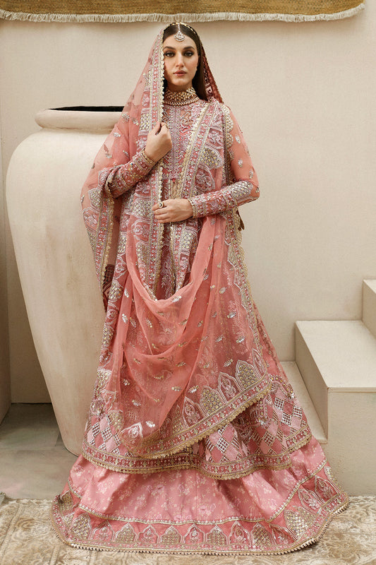 Afrozeh Shehnai Wedding Formals 24 Shahpara - Tea Pink Pakistani Dress with intricate embroidery and embellishments. Shop elegant Asian dresses at Maria Faisal.