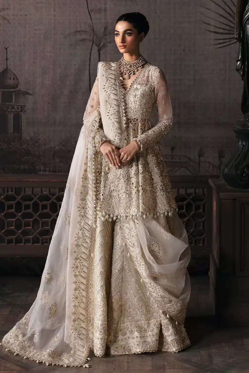 white and gold asian dress White And Gold Indian Asian Inspired Wedding Dress