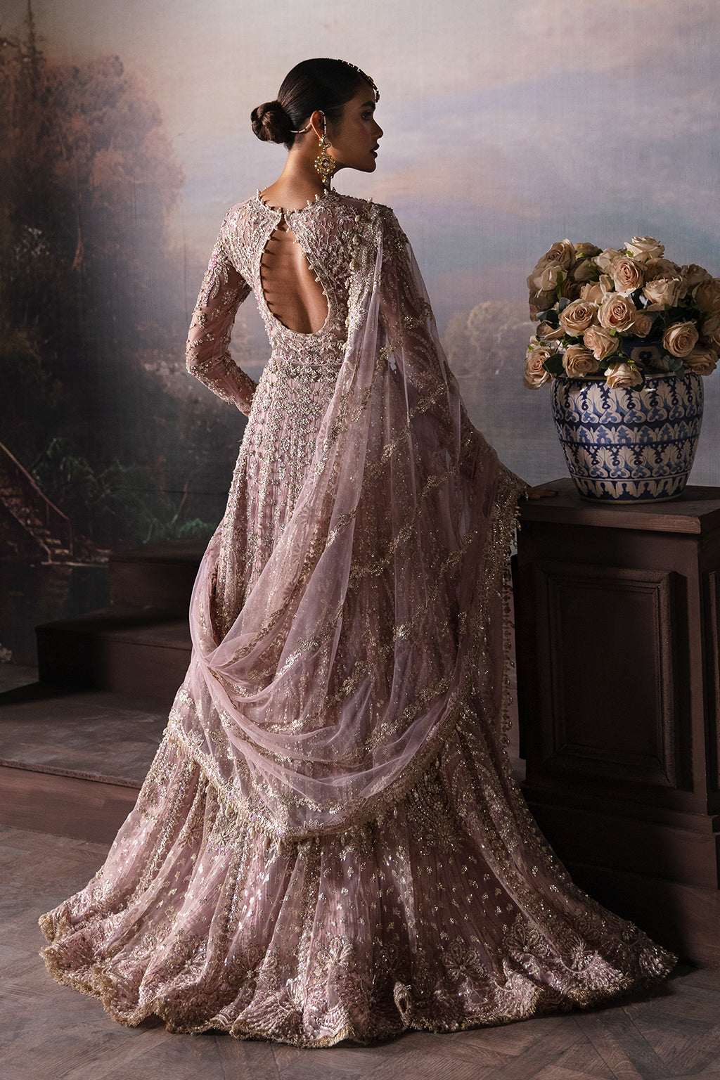 Afrozeh The Brides Edit 23 Isabella – Lilac Pakistani Bridal Dress with intricate embroidery and embellishments. Shop elegant Asian dresses at Maria Faisal.