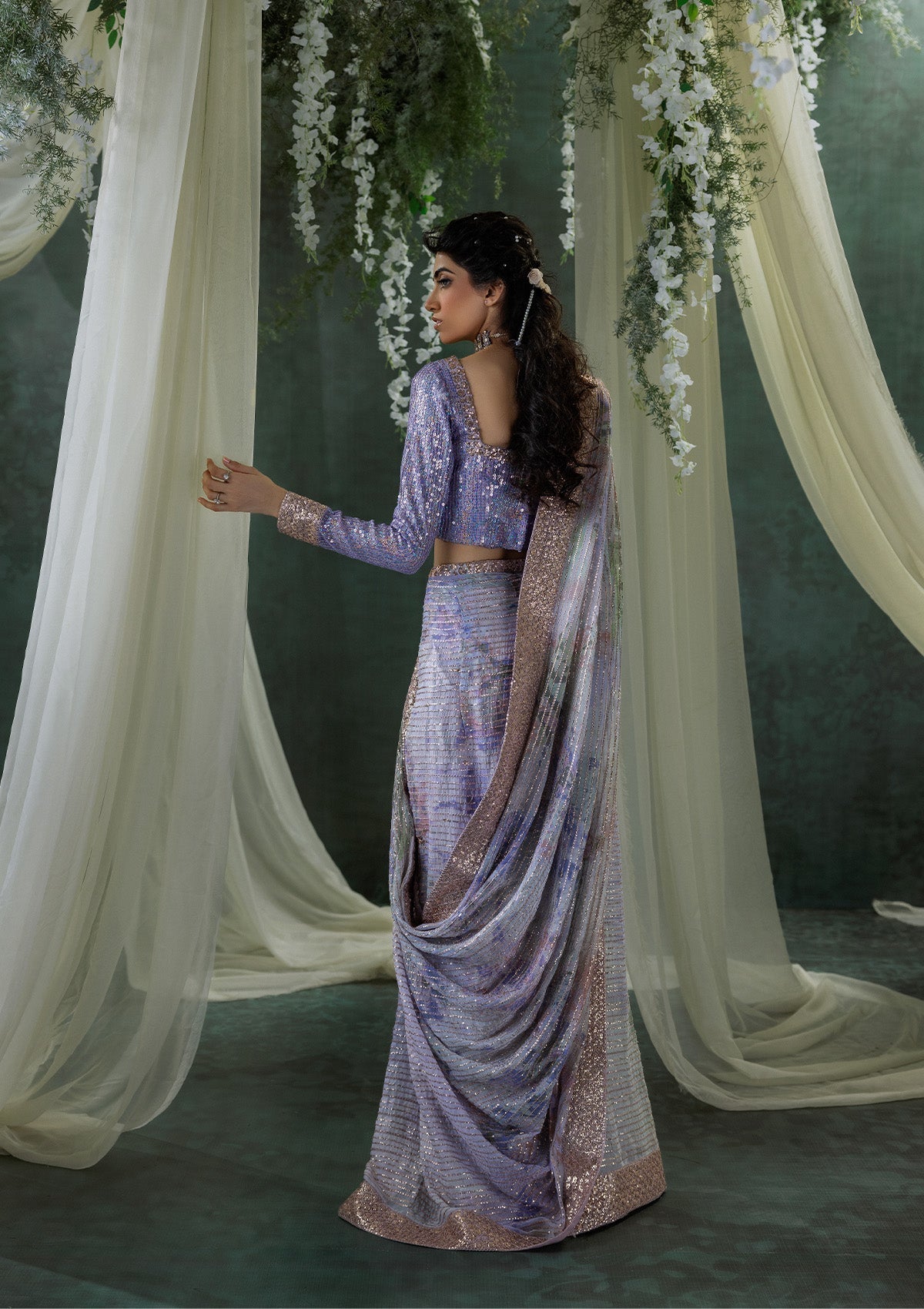 Aik Atelier | Sari Edit 2024 | SARI EDIT '24 VOL. 1 - LOOK 04 - Designer Dress with Intricate embroidery and embellishments. Shop elegent wedding dress at Maria Faisal.